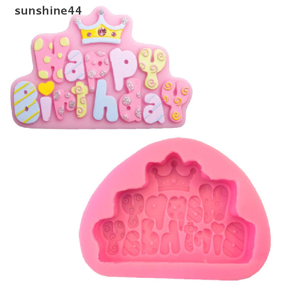 Sunshine Cetakan Kue / fondant Bentuk happy birthday Bahan Silikon