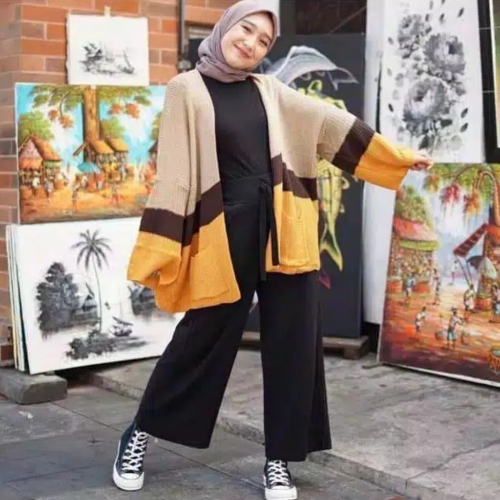 Cardigan / TRITONE / Cameroon Oversize Cardy / Atasan Cardy Rajut / Outwear / Kardigan Wanita-3
