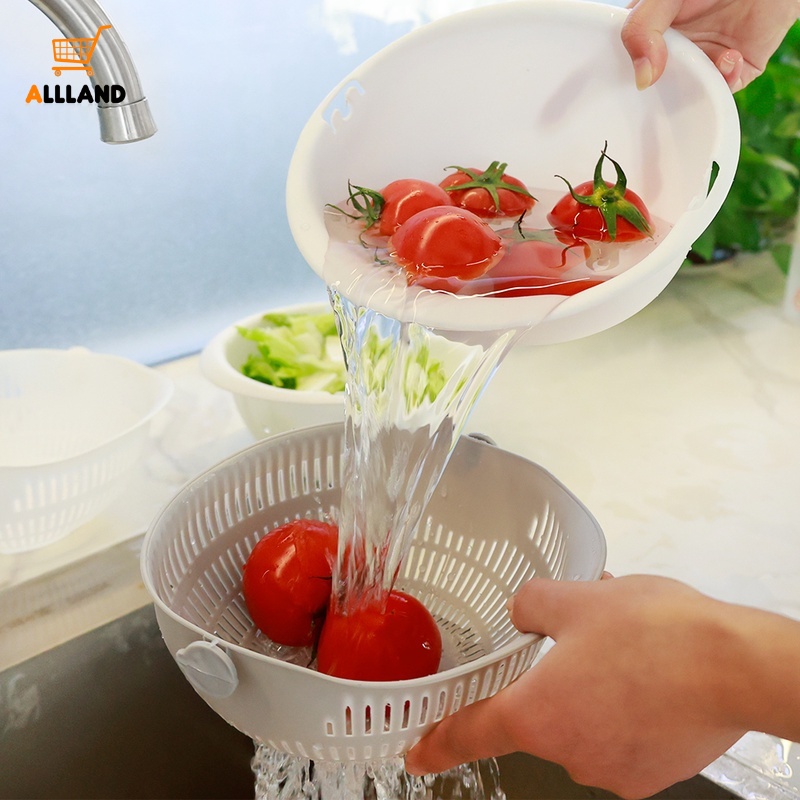 Keranjang Pengering Buah / Sayuran Model Dua Lapis Dapat Diputar Untuk Dapur