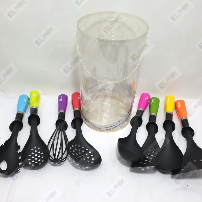 OXONE OX 043 Kitchen Tools Set 8pc Rainbow alat masak sutil whisk irus OX-043 - OX043 Spatula cantik