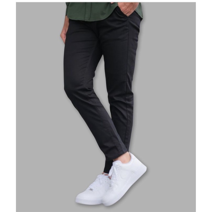 RAF DNM Celana Chino Chinos Cino Pria Slimfit Hitam Original