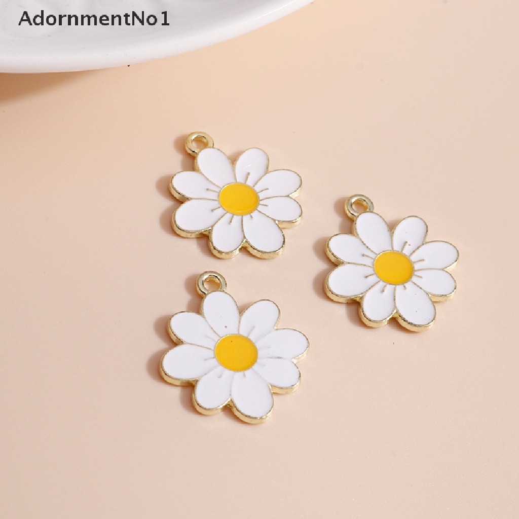 (AdornmentNo1) 10pcs / Set Liontin Bunga Daisy Enamel Untuk Aksesoris Kalung / Anting Charms