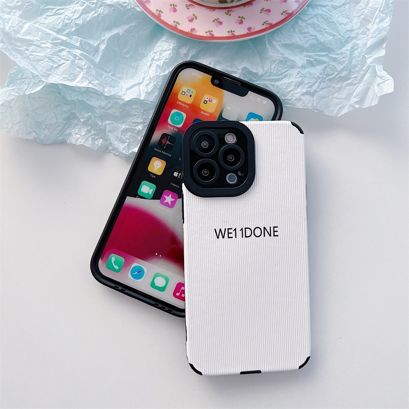 Soft case Pelindung Bahan Kulit Tekstur Huruf Untuk iphone 11 pro max 12 13 pro max X Xs max XR 7 8 plus se2020