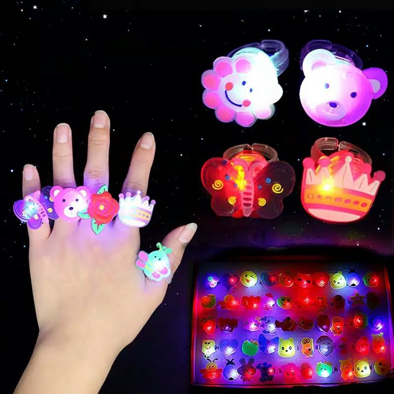 MOMBABY1 LED Mainan Cincin Anak Nyala 1 set isi 10 pcs atau Mainan Aksesoris Cincin anak