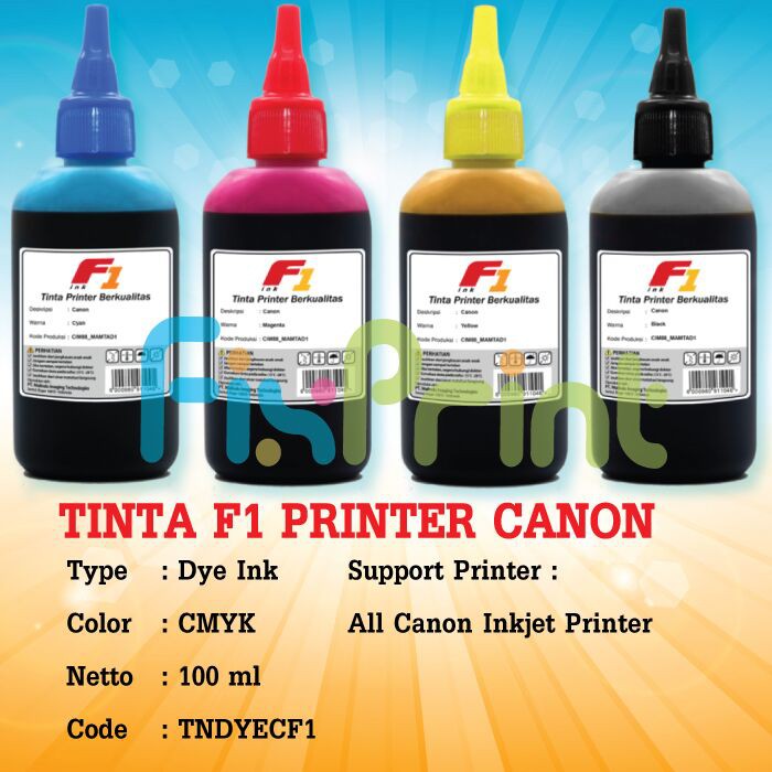 Tinta Botol Dye Base F1 100ml Refill Cartridge Printer 