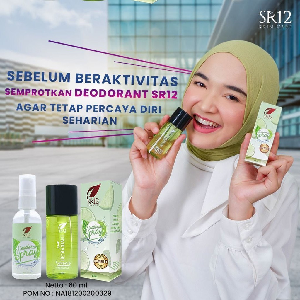 

SR12 DEODORANT SPRAY /HALAL / BPOM / HERBAL AMAN / PRODUK MUSLIM / SKINCARE INDONESIA