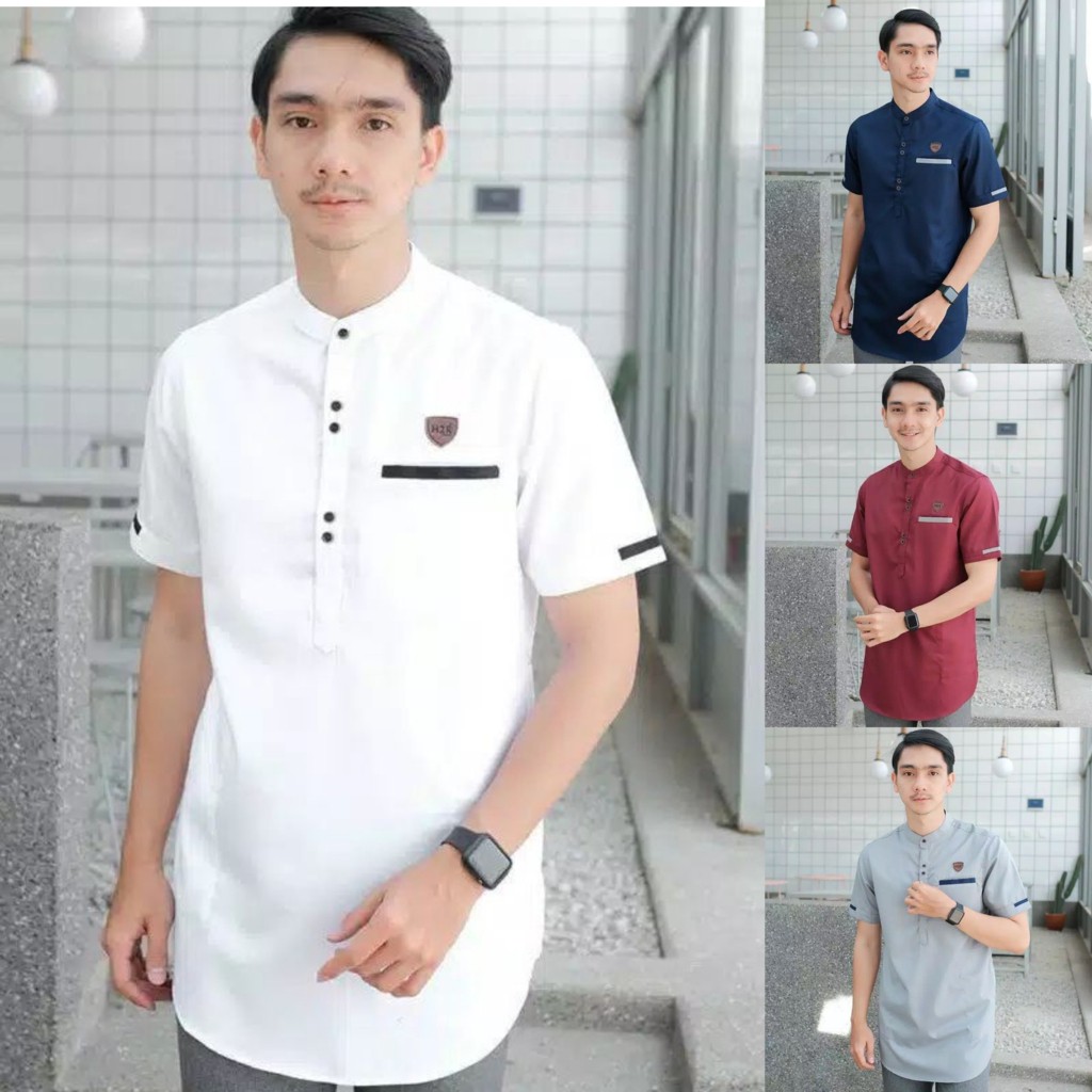 Baju Koko Kurta Dewasa Lengan Pendek Material Catton Adem serba35