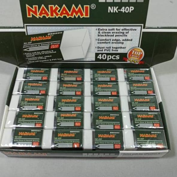 

BRANDS FESTIVAL 1 Pack 40 pcs Penghapus Pensil Nakami NK-40W / NK40B