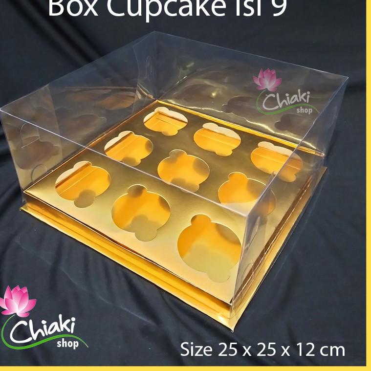 

(Sale) ☋➝ Box Mika GOLD Uk 25 x 25 x T. 12 cm Cupcake isi 9 Cake Pudding Tart Dus Emas Karton Tebal CHIAKI NR90 Terkini -⌒