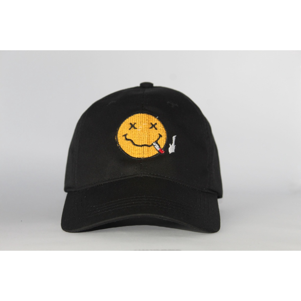 Topi baseball emoji smile/Topi keren/TOPI Motif SMILE