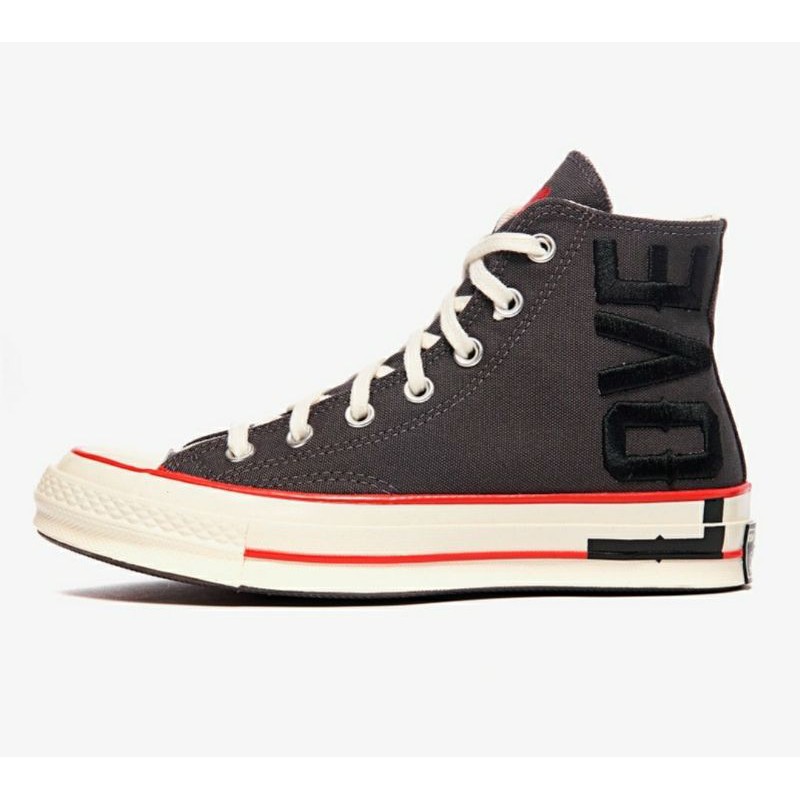 Converse Chuck 70 High Leather Fearlessly Thunder Grey University Red