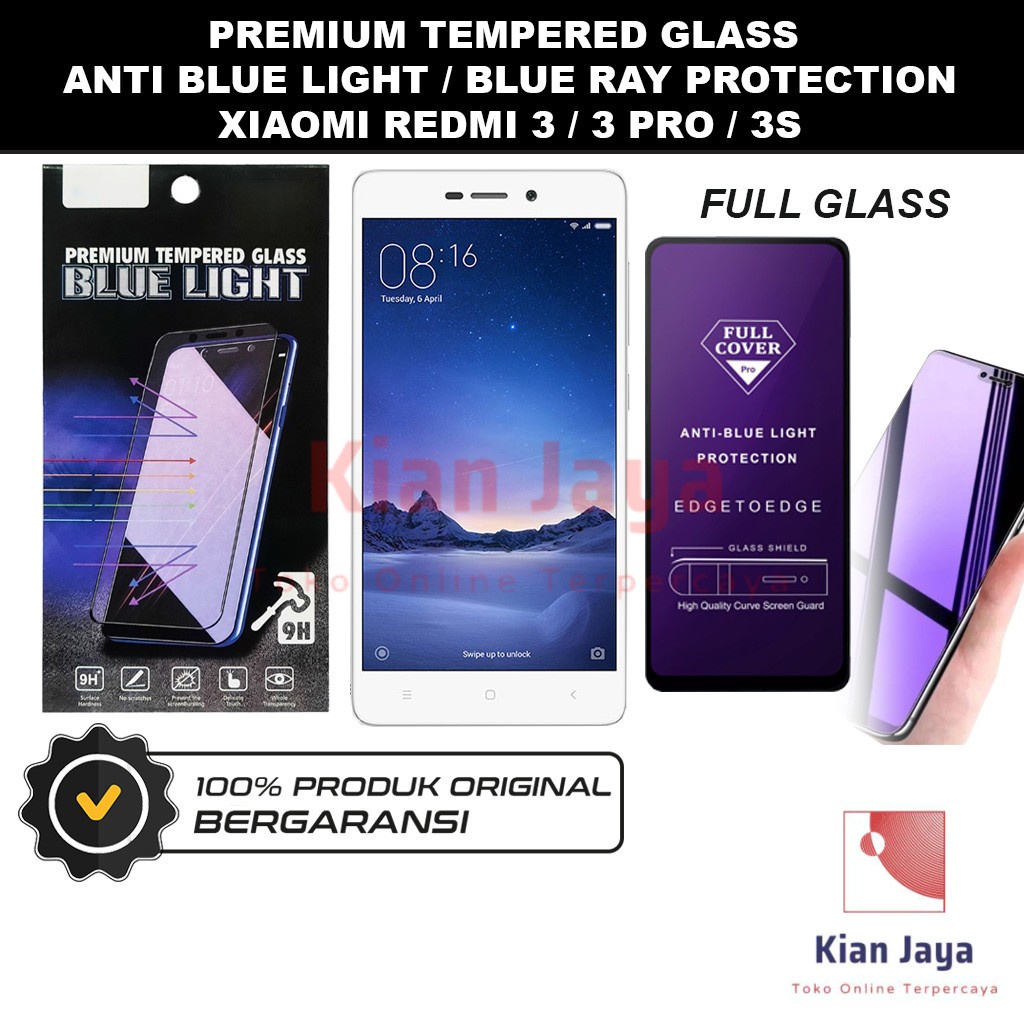 Tempered Glass Xiaomi Redmi 3 Pro 3s Anti Blue Light Hp Temper Anti Gores