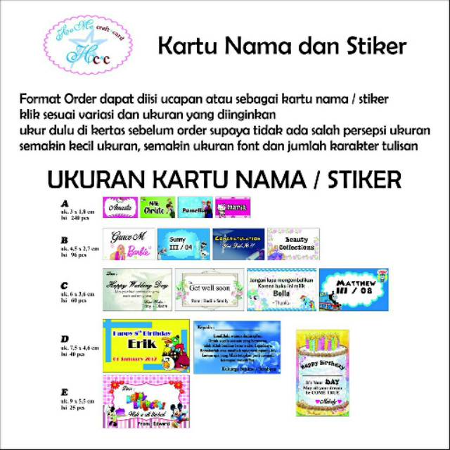 

Kartu Nama atau Stiker ucapan