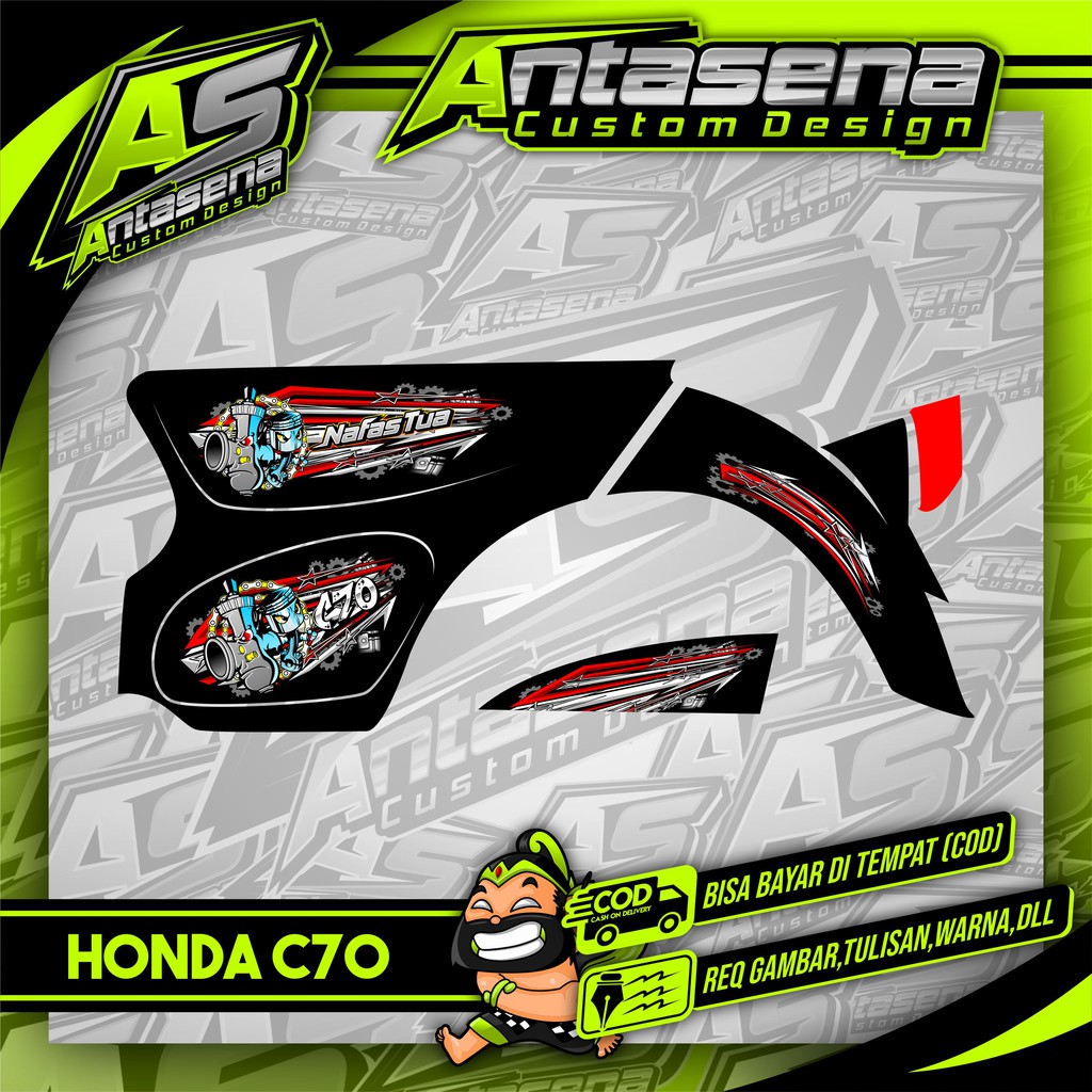 Striping C70 Racing Herex Stiker Motor Variasi Honda C70/Ulung/Olong Sticker Decal Custom 15