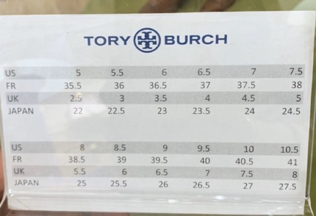 ukuran size sepatu tory burch CEGICAP