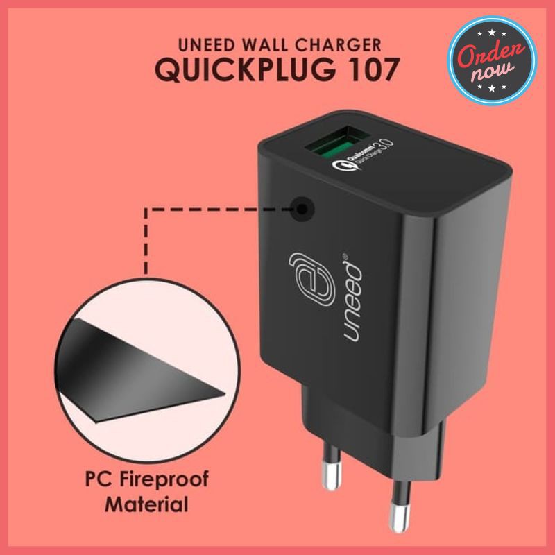 SALE UCH107--UNEED Quickplug Wall Charger Qualcomm Quick Charger 3.0 BLACK READY