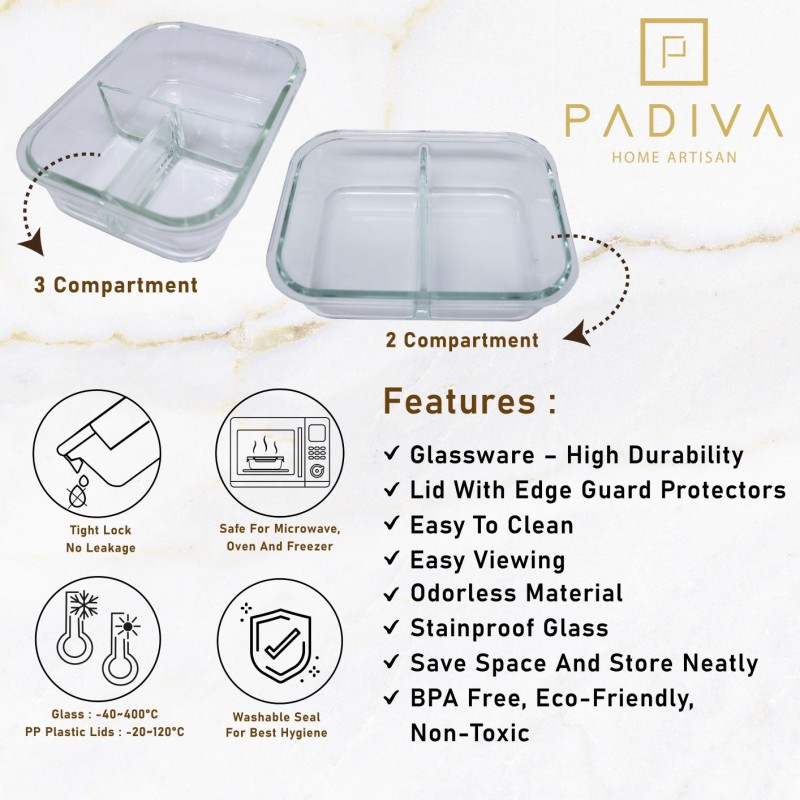 PADIVA 1520ML MIX 2+3COMPARTMENTS GLASSBOX (GBP1520M)