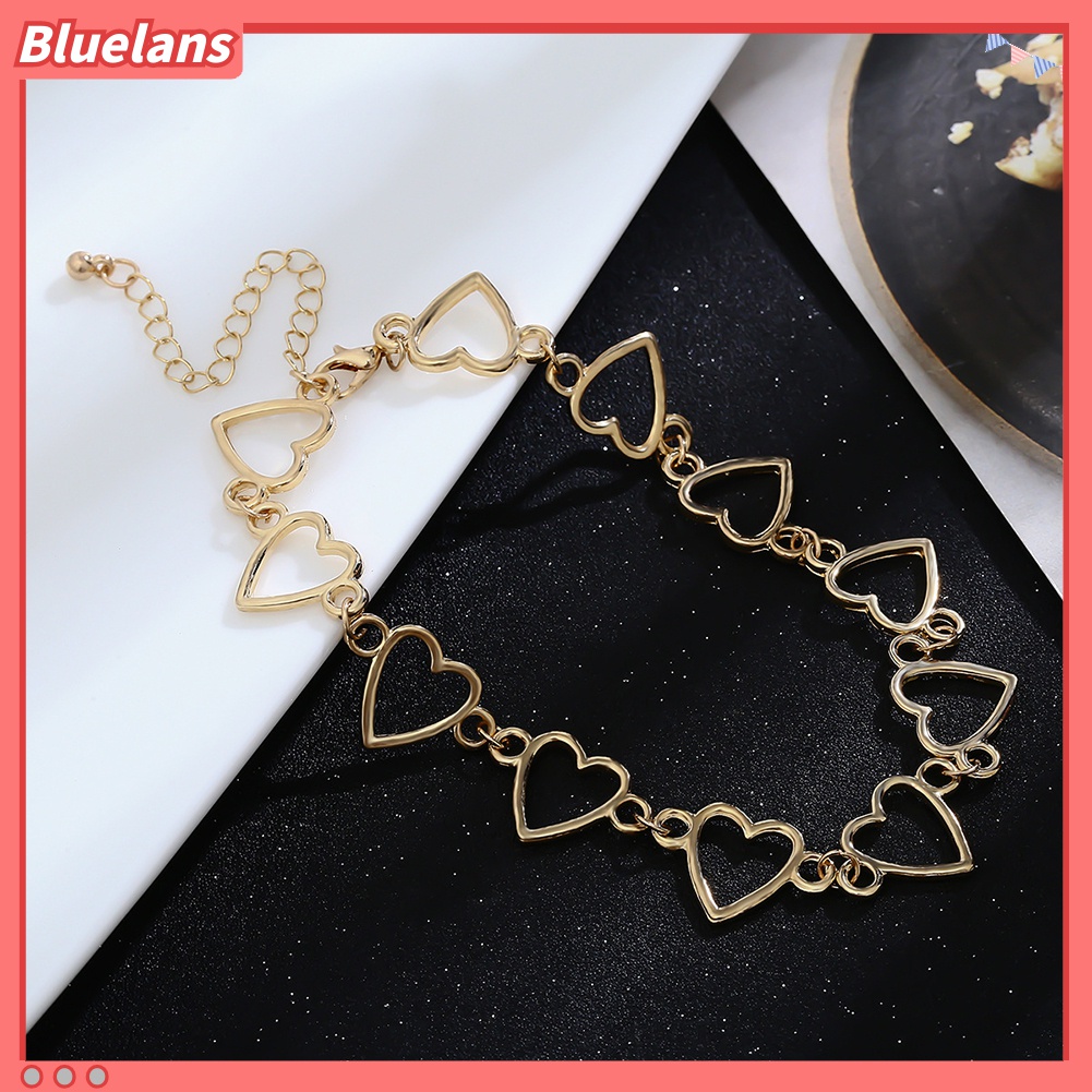 Kalung Choker Bahan Alloy Bentuk Hati Model Hollow Untuk Wanita