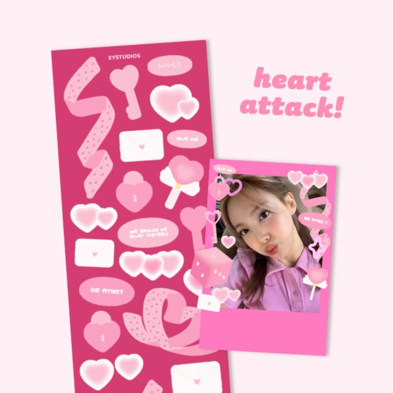 eystudios - Heart Attack Valentine Deco Kisscut Sticker Polcos Journal