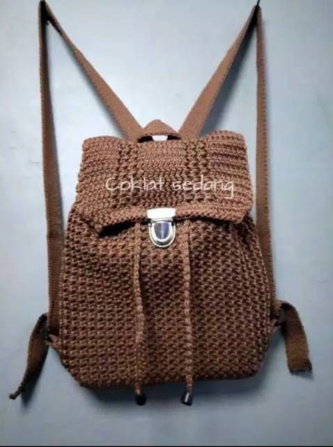 TAS RAJUT RANSEL POLOS WANITA