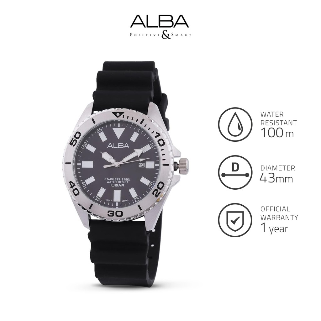 [ PROMO ] Jam Tangan Pria Alba PRESTIGE AH9025X1 AH9025 Analog Rubber Strap Original Garansi Resmi