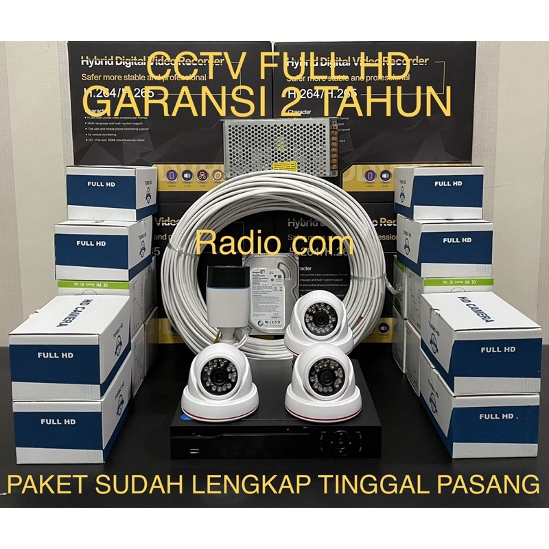 paket cctv 4 chanel 4 camera 5mp 1080p full hd ic sony(3indoor + 1outdoor)