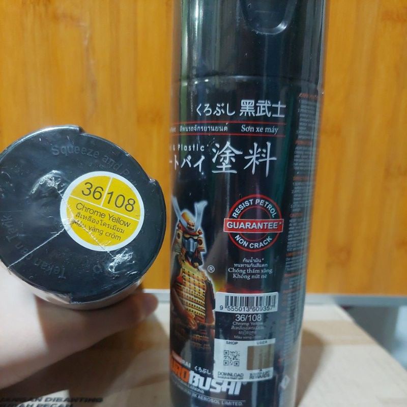 Pilok Pilox Cat Samurai Yellow Chrome 108 Kuning 400ml Cat Semprot Samurai Paint Kurobushi Aerosol