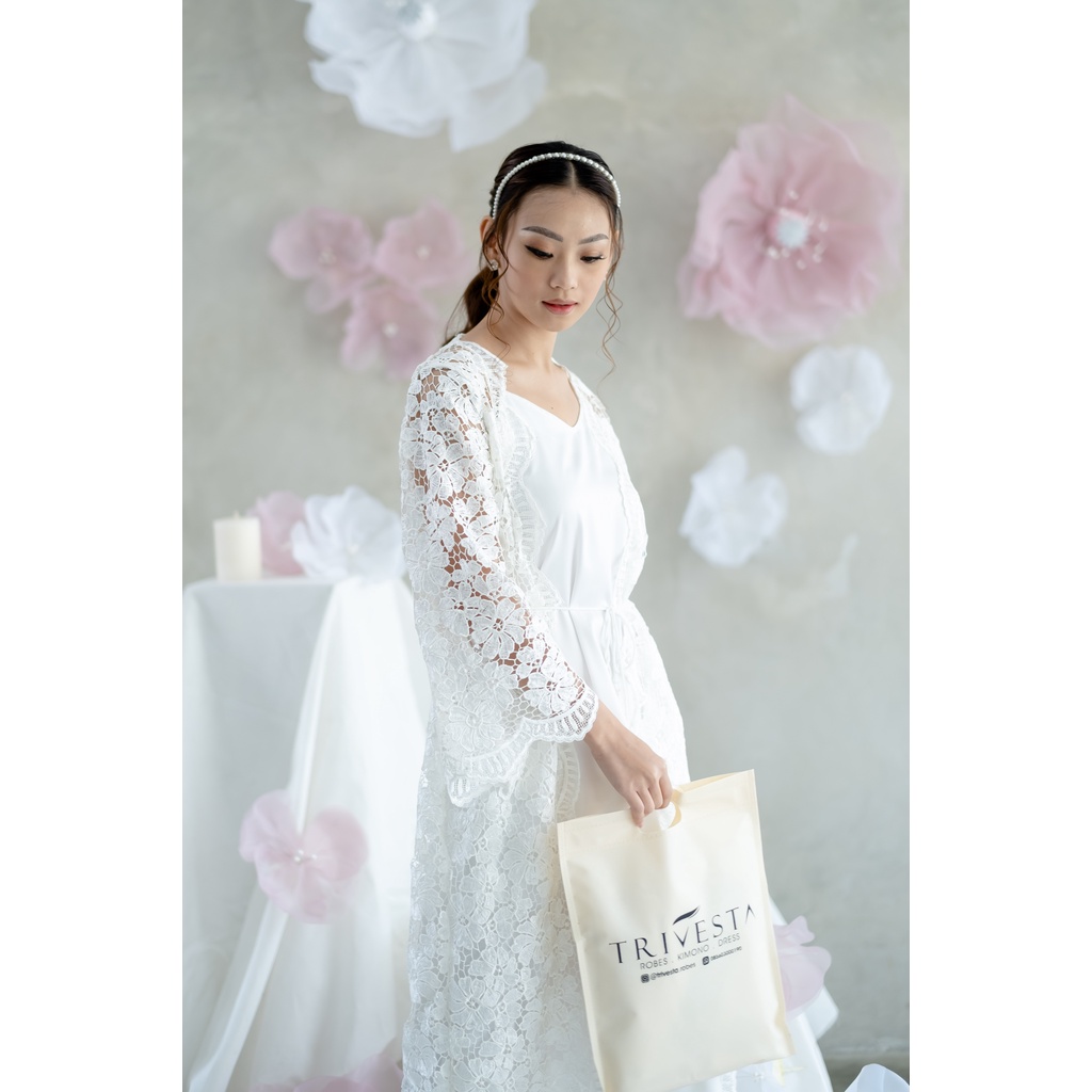 Prada Robe- FAE Collection-Kimono Pengantin Wedding Robe Bride Robe Premium Lace Prada