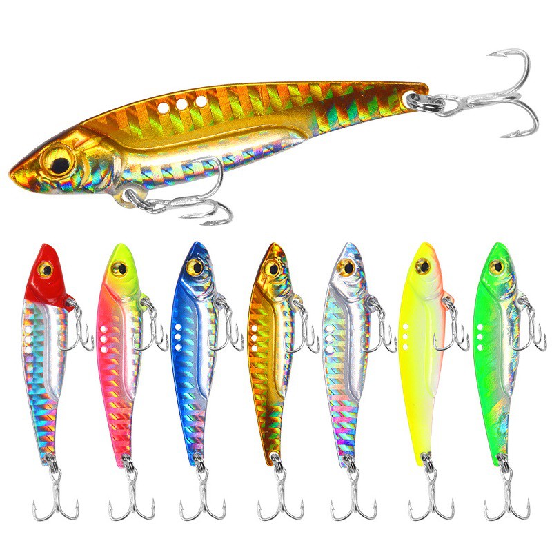 SYFishing 1Pcs New Laser VIB Umpan Pancing Jig Metal 7g/13g/16g Ikan Dengan Kait 6 Warna Fishing Lure Sinking Bait Jigging Tackle