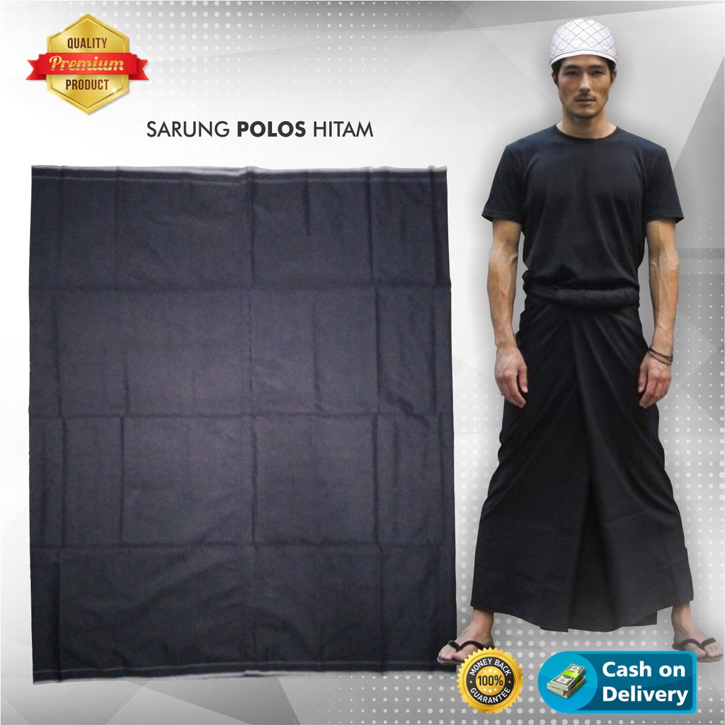 Sarung Sholat Untuk Santri Laki Laki Motif Tenun  Polos Hitam/Putih/Biru Premium