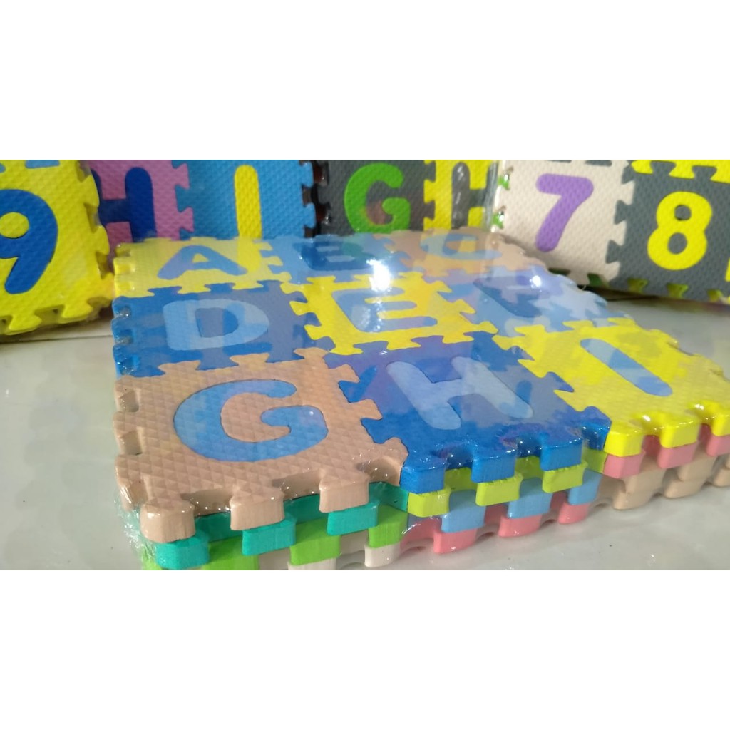 Matras Puzzle Mainan Anak - Maianan Edukatif Abjad Dan Angka 8x8cm