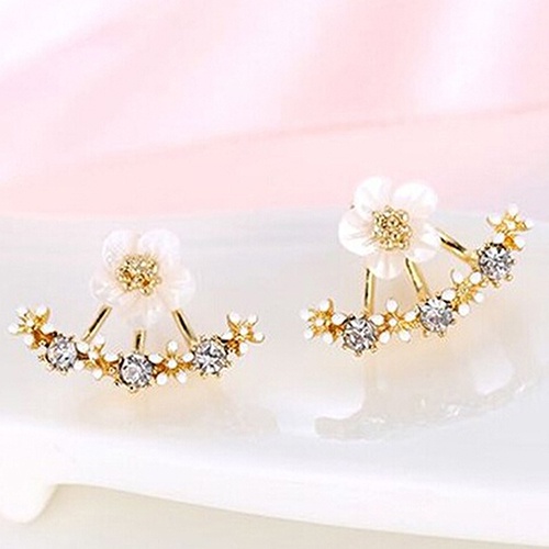 Hu Hu Hu Hu Hu Alat Bantu Pasang Kacamata♡ Anting Stud Desain Bunga Bahan Tembaga Gaya Korea Untuk Wanita