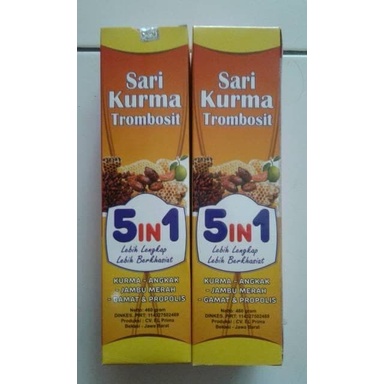 

Sari Kurma 5 in 1 trombosit ( kurma+angkak+jambu merah+gamat+propolis)