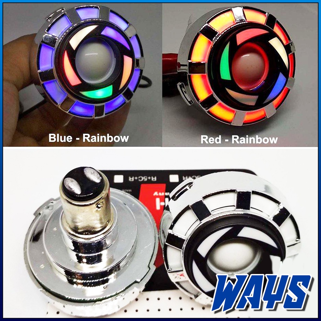 L141 | Lampu Rem Stoplamp Bayonet Projie LED Bulat Mini Rainbow Mobil Motor Variasi Running Kedip