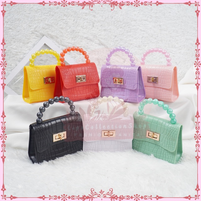 Tas Jelly Mini Croco Pearl Warna | Tas Jelly Mini Mutiara | Tas Jelly Mini Mutiara