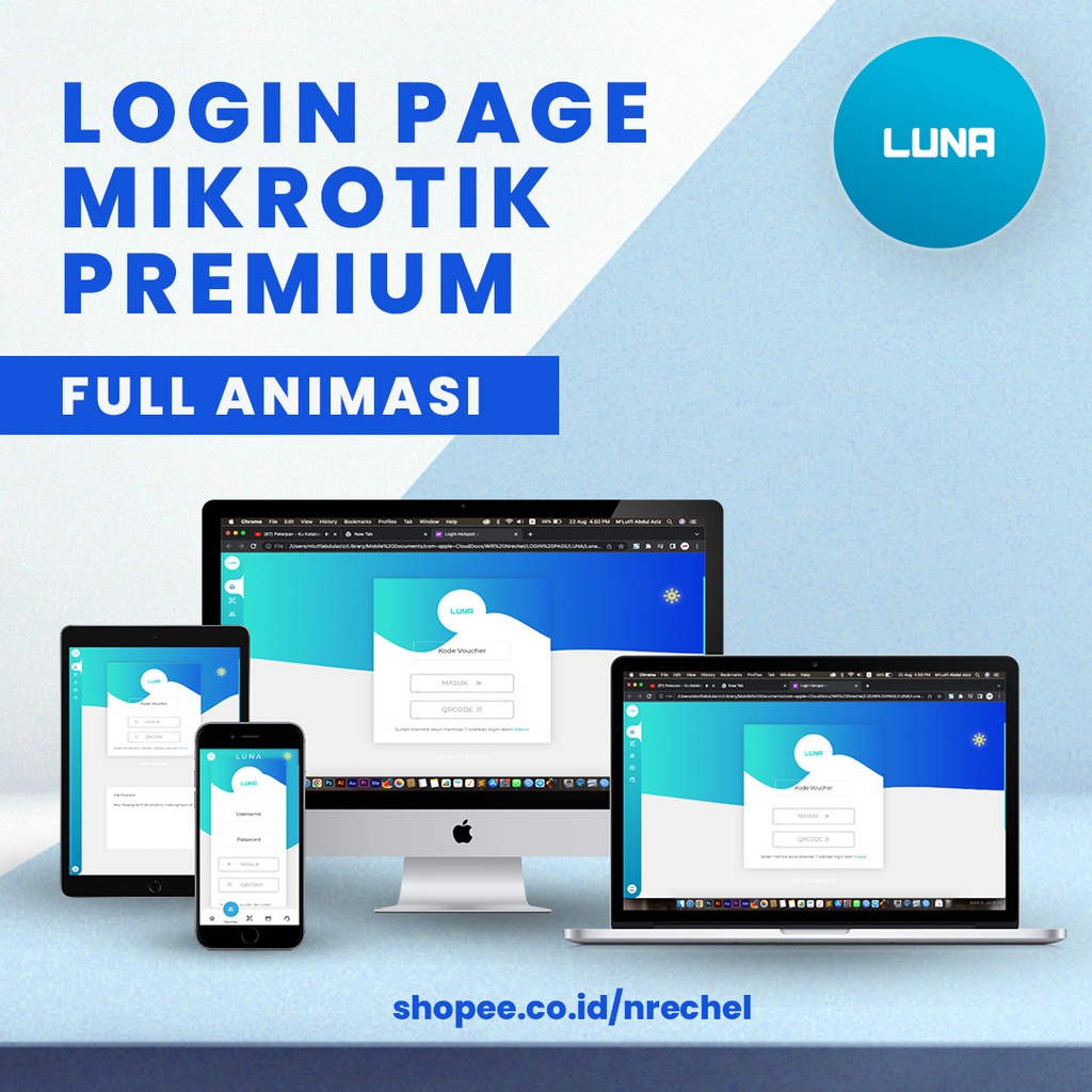 Template Full Animasi Login Page Hotspot Mikrotik Premium (LUNA v.1.0)