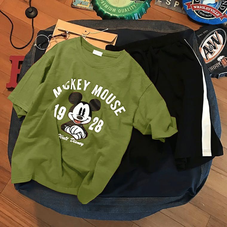 Oversize Tee Tshirt Model Longgar Untuk Wanita Motif Mickey 1928