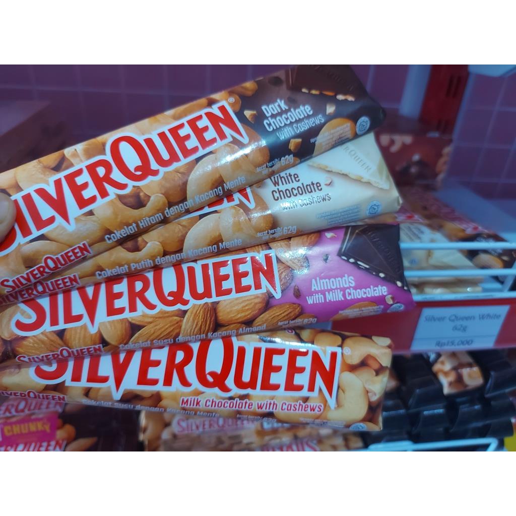 Jual Coklat Silver Queen Bar 62g Silver Queen Batangan Mente Mede Cashew Dark White Shopee 2624