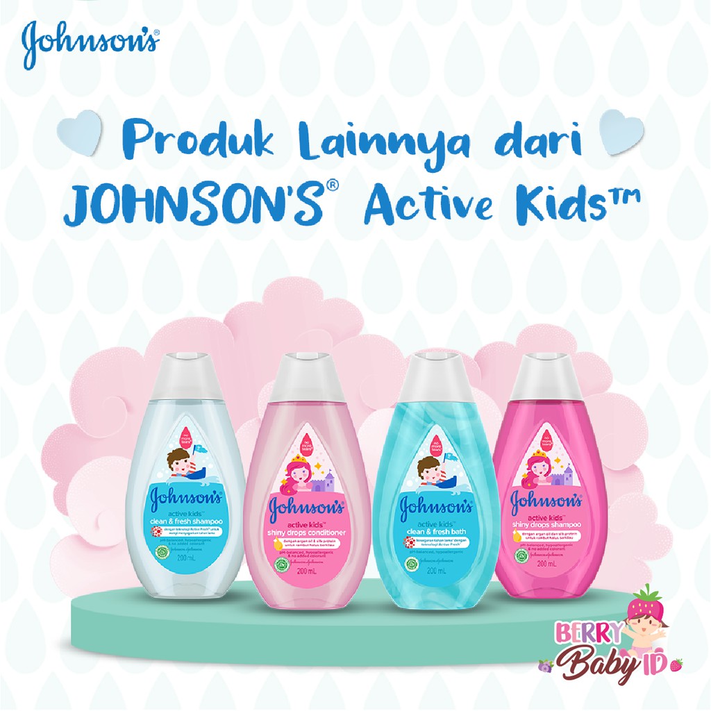 Johnson's Baby Active Kids Clean &amp; Fresh Bath Sabun Cair Anak 200 ml Johnsons Berry Mart