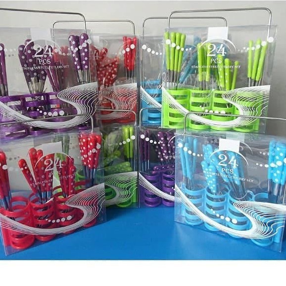 SENDOK SET POLKADOT ISI 24PCS / SENDOK POLKA SET 24 PCS / SENDOK MAKAN POLKADOT ISI 24 PCS