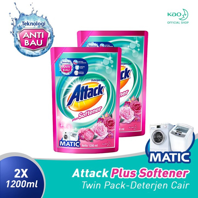 Attack Plus Softener Liquid Detergent Pouch 1200 mL