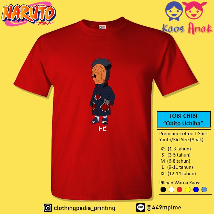 Kaos Baju Anak Tobi Akatsuki Chibi Obito Uchiha Naruto Boruto Imut Shopee Indonesia