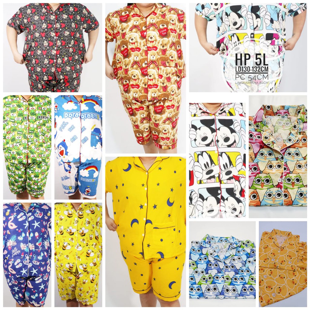 piyama katun SUPER JUMBO 5L celana pendek HOTPANTS hpj piyama katun SUPER JUMBO 5L celana pendek HOTPANTS hpj