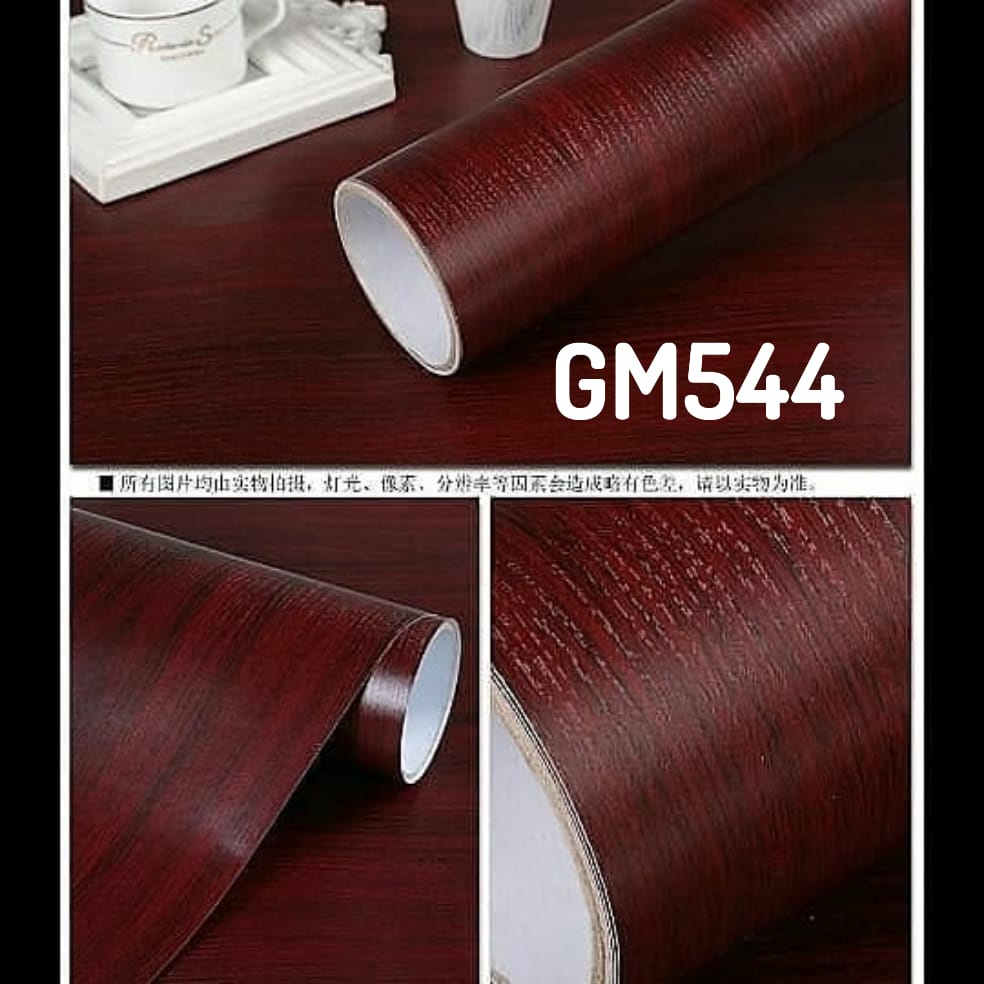 Wallpaper Sticker Motif KAYU MAHONI COKLAT MAROON GM544 Wallpaper Stiker Triplek Lemari Meja Kayu Me