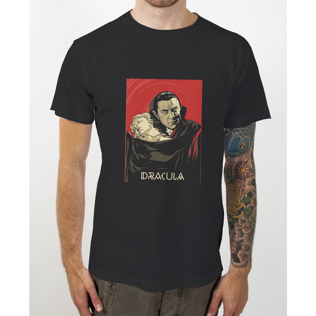 Kaos T-Shirt  Hitam  Film Jadul Dracula