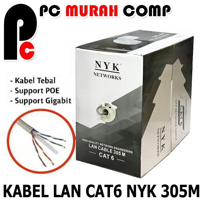 Kabel Lan NYK Cat6 UTP Roll 305M / NYK Cat6 UTP / Kabel Cat 6