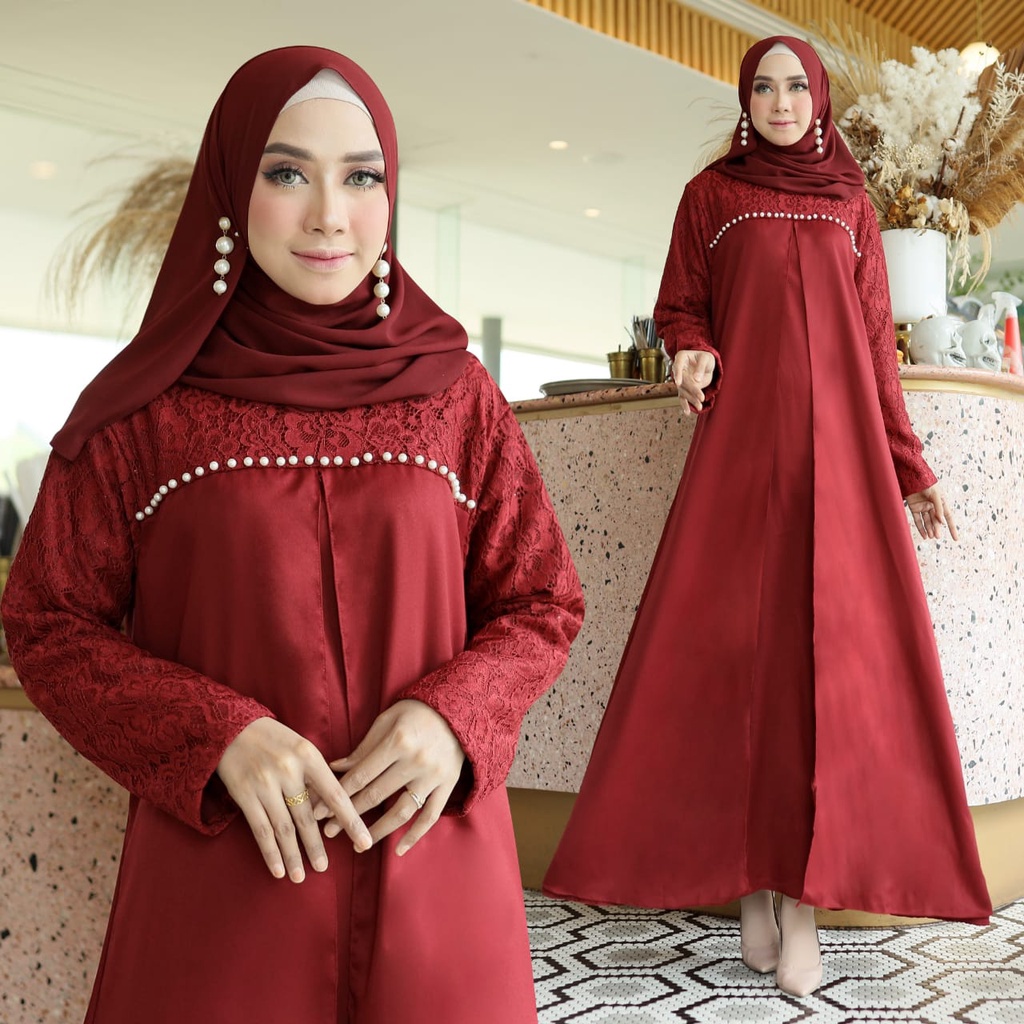 Baju Lebaran Gamis Brokat Dress Pesta Kondangan Maxy Gaun Wanita Dewasa Terbaru 2022 Baju Lebaran Ba