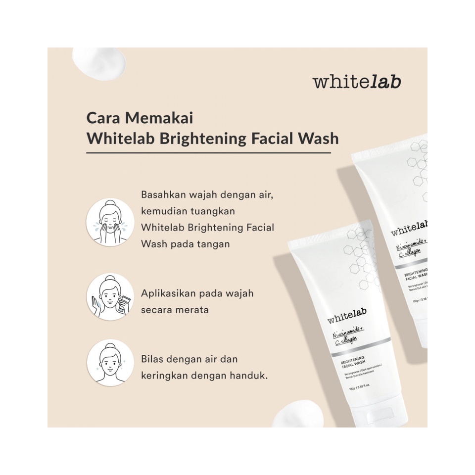 [COD] Whitelab Brightening Facial Wash Pemutih Pencerah Wajah untuk Semua Jenis Kulit Halus Segar Tidak Kusam &amp; Membersihkan Wajah Secara Maksimal - BPOM 100 GRAM