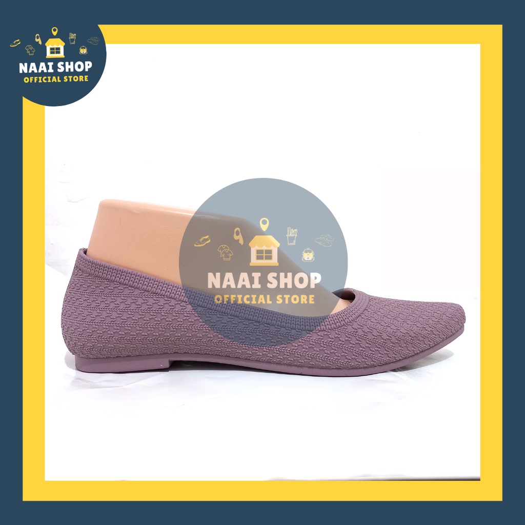 Sepatu Flat Karet Wanita Motif Salur Soft Color Size 36-40 Flat Shoes Jelly Import Premium Outfit Fashion Casual Slip On Cewek Korea Style Murah Selop Kerja Kuliah Sekolah Kekinian Slop Kasual Terbaru Pantofel Hak Rendah Terlaris Karis 568 Naai Shop