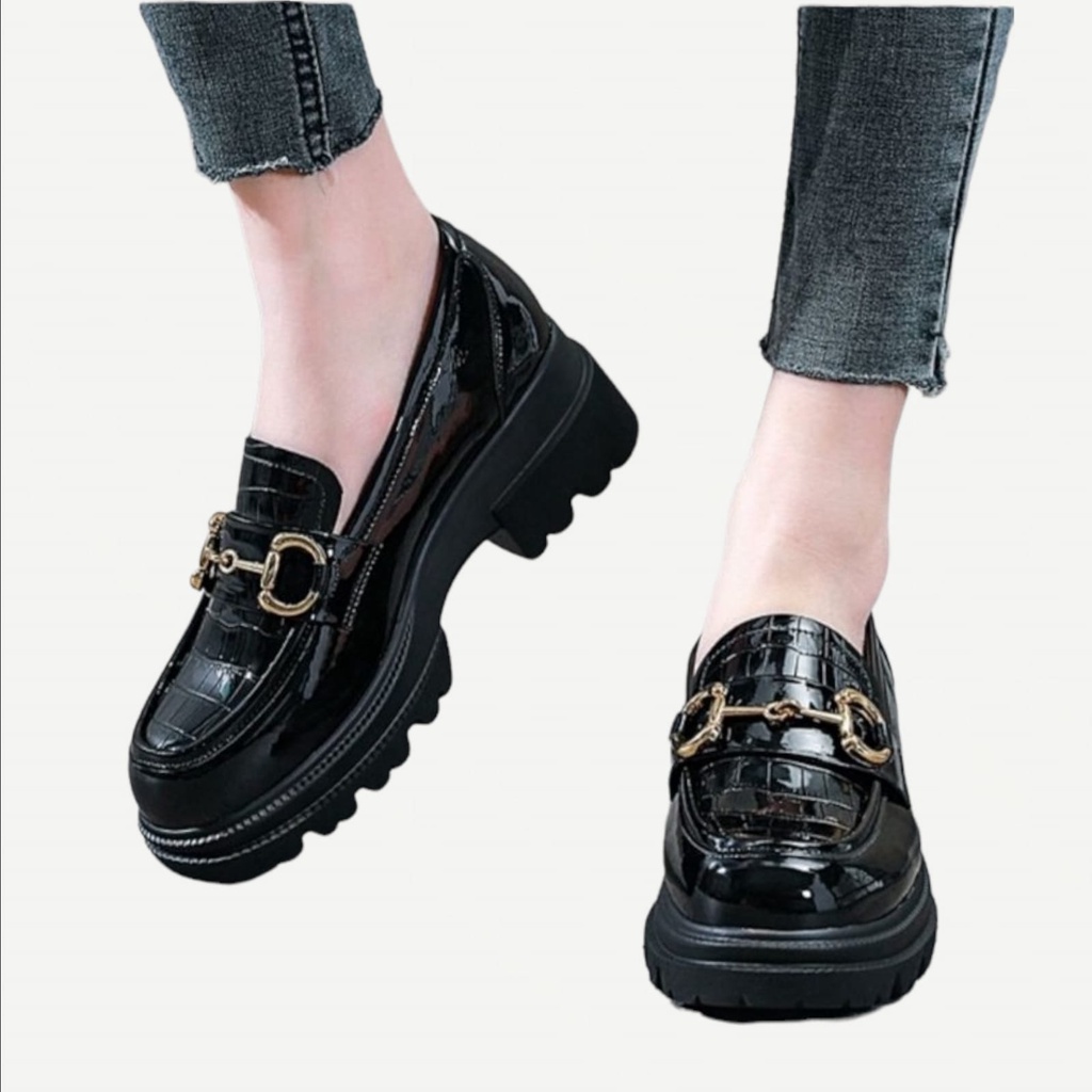 SEPATU LOAFER CROCO GLOSY / SEPATU DOCMART WANITA PREMIUM CRR 002